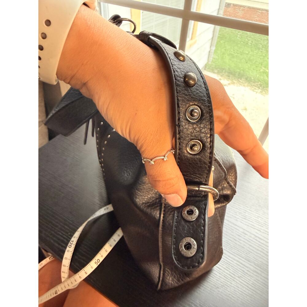 Montana West Black Studded Faux Leather Hobo Shoulder Bag Pebbled Leather Purse - Picture 10 of 16